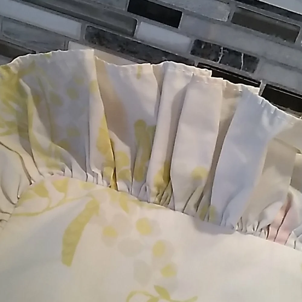 Vintage 1980s ruffled pink yellow pillow sham